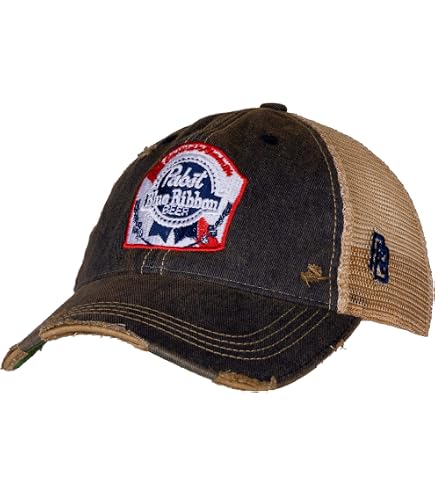 PBR Beer 6 Panel Trucker Adjustable Snapback Cap Blue/WHT, Blue